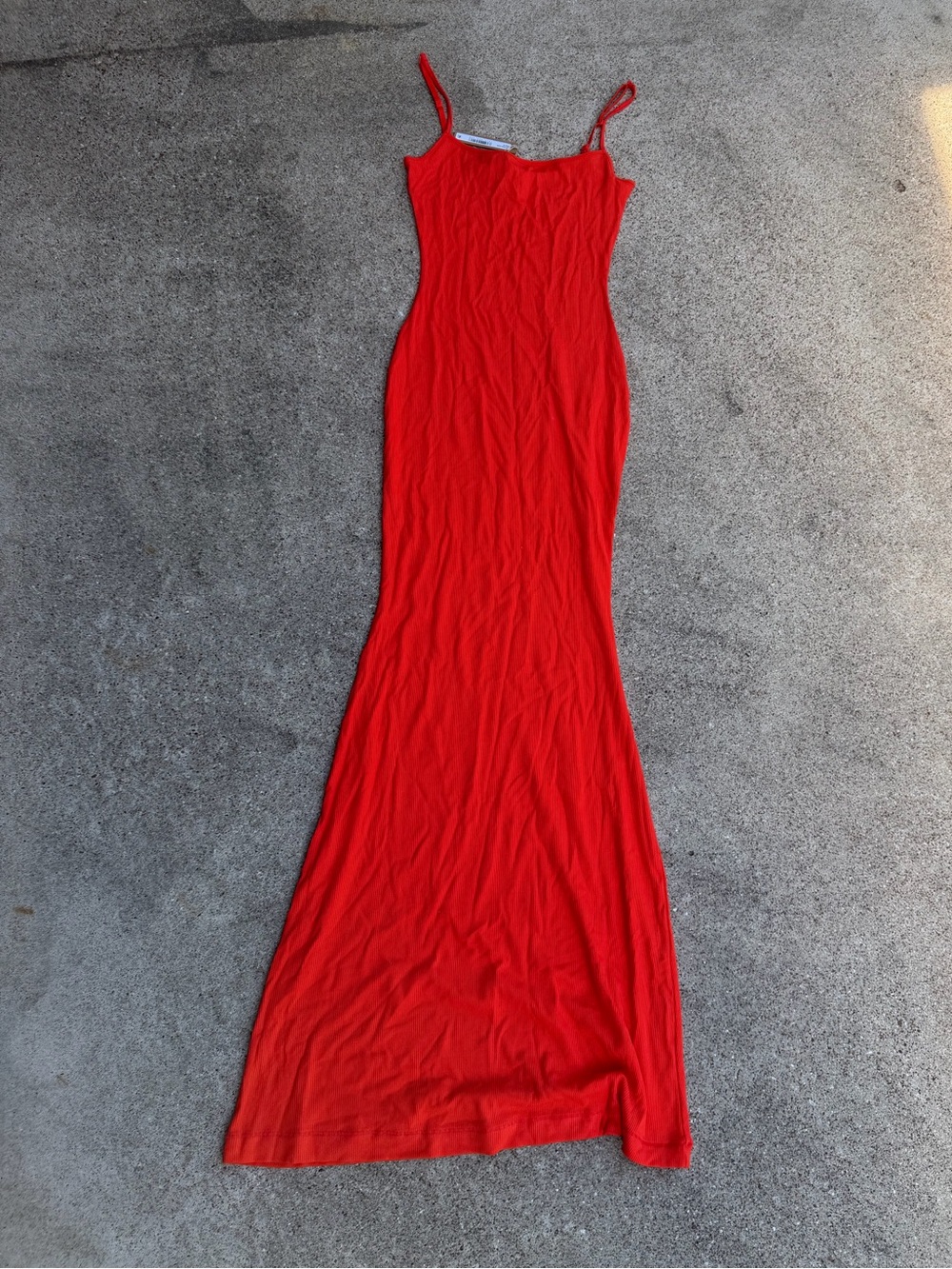 Skims M new Bright Red/Orange Ribbed Maxi Dress